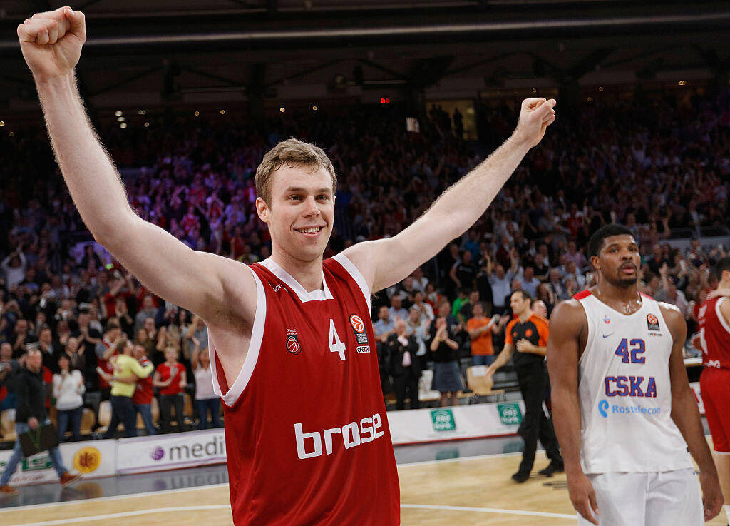 in action during the 2015-2016 Turkish Airlines Euroleague Basketball Top 16 Round 12 game between Brose Baskets Bamberg v CSKA Moscow at Brose Arena on March 24, 2016 in Bamberg, Germany.